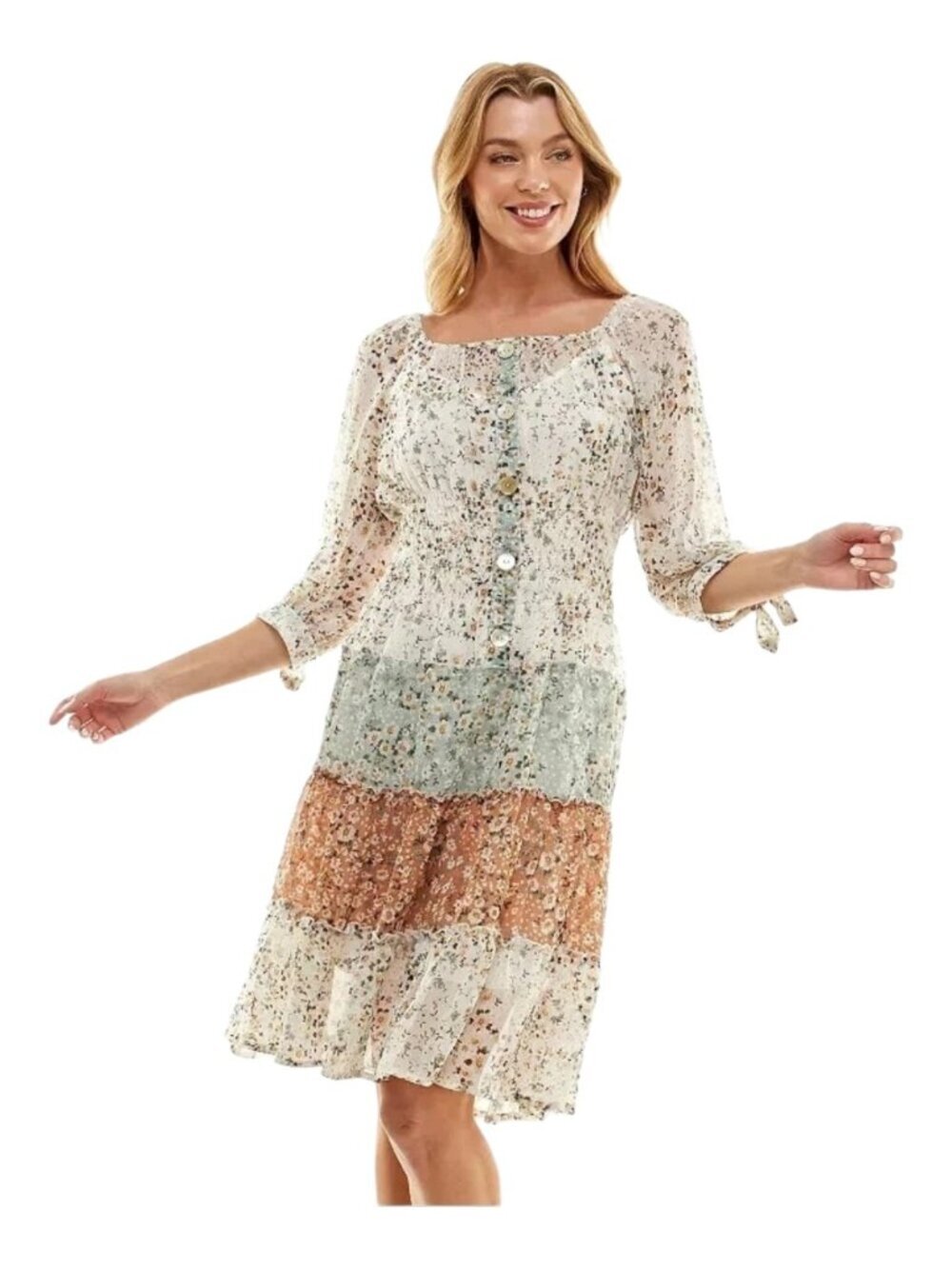 FIG AND FLOWER BOHEMIAN STYLE KNEE LENGTH DRESS Size S